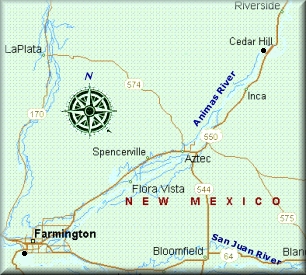 Animas River map in New Mexico