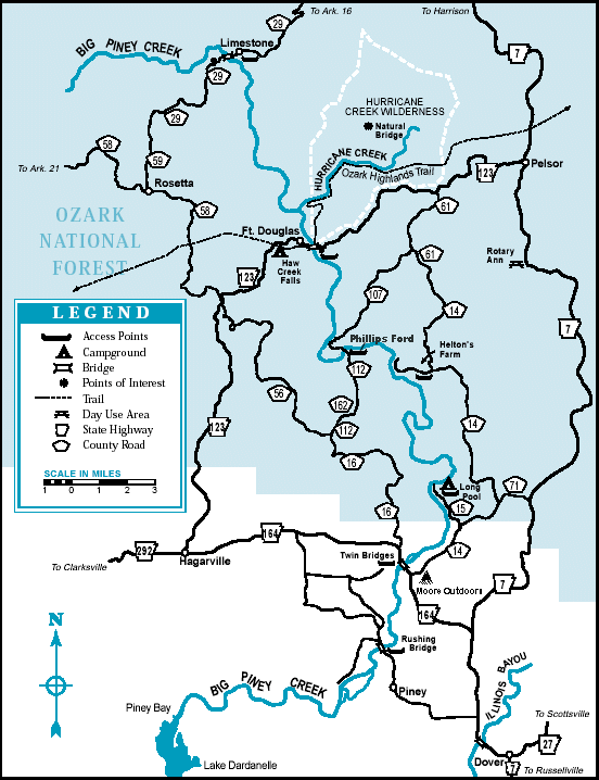 Big Piney map courtesy of Arkansas Department of Parks and Tourism