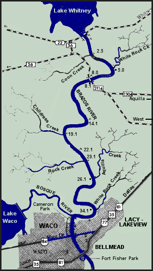 Brazos River map courtesy Texas Parks & Wildlife Department