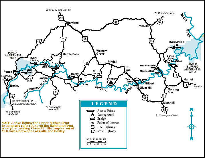 Richland Creek map courtesy of Arkansas Department of Parks and Tourism