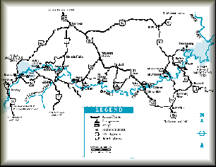 Map of the Buffalo National River courtery of Arkansas Department of Parks and Tourism