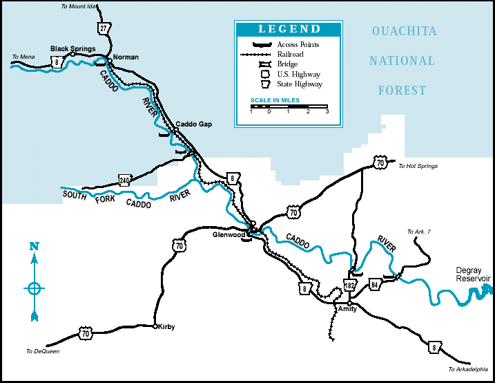 Caddo River map courtesy of Arkansas Department of Parks and Tourism