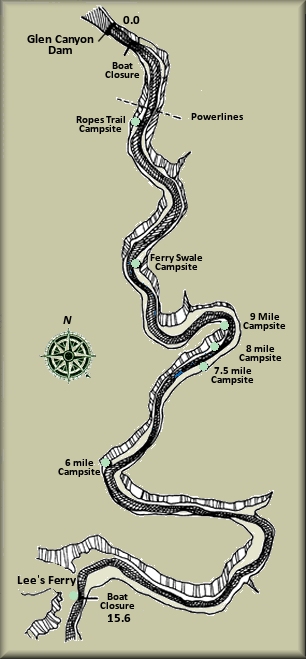 Upper Grand Canyon map courtesy Glen Canyon National Recreation Area