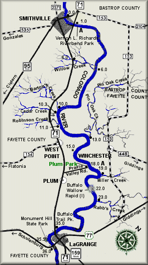 Colorado River map courtesy Texas Parks & Wildlife Department