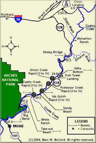 Colorado River map - Cisco to Moab