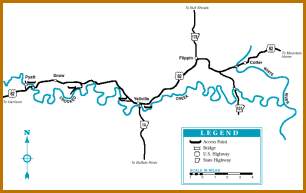 Crooked Creek map courtesy Arkansas Department of Parks and Tourism and the Arkansas Floaters' Guide