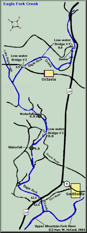 Eagle Fork Creek map (C) Marc W. McCord, 2004. All rights reserved.