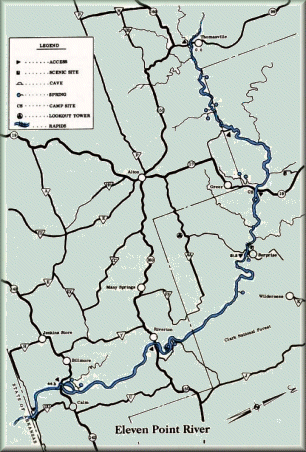 Eleven Point River map courtesy Missouri State Conservation Department