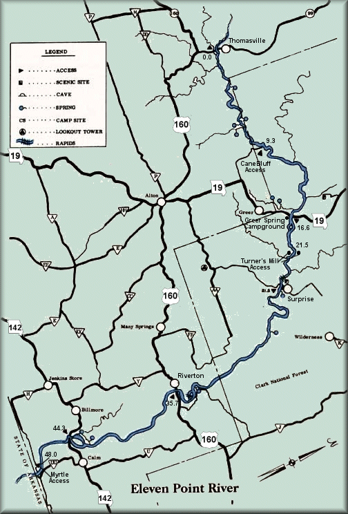 Eleven Point River map courtesy of Eleven Point River map courtesy Missouri State Conservation Department