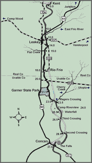 Frio River map courtesy Texas Parks and Wildlife Department