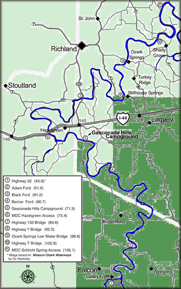 Gasconade River map courtesy Missouri State Conservation Department