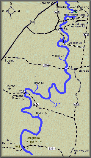 Guadalupe River map courtesy Texas Parks & Wildlife Department