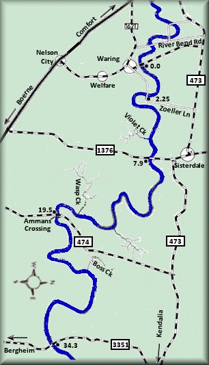 Guadalupe River map courtesy Texas Parks & Wildlife Department