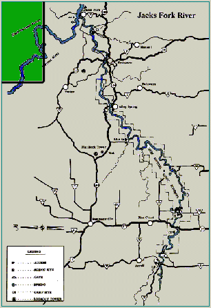 Jacks Fork River map courtesy Missouri State Conservation Department