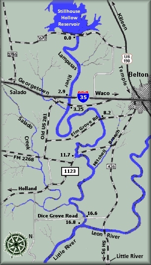Lampasas River map courtesy Texas Parks & Wildlife Department