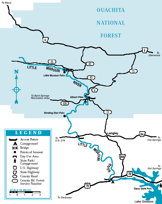 Little Missouri River map courtesy of Arkansas Department of Parks and Tourism