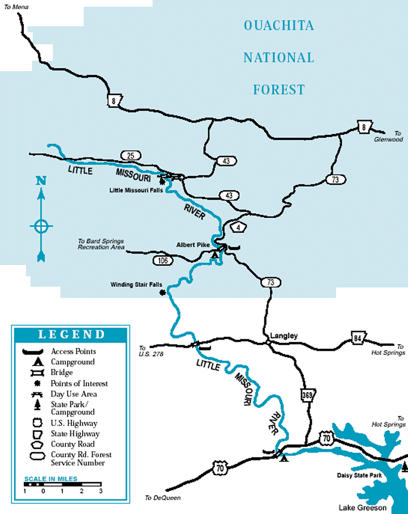 Little Missouri River map courtesy of Arkansas Department of Parks and Tourism