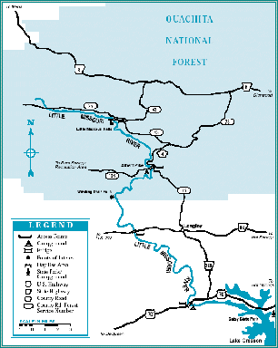 Little Missouri map courtesy Arkansas Department of the Arkansas Department of Parks and Tourism and the Arkansas Floaters' Guide