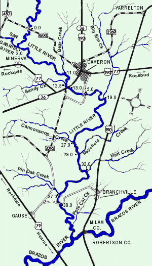 Little River map courtesy Texas Parks & Wildlife Department