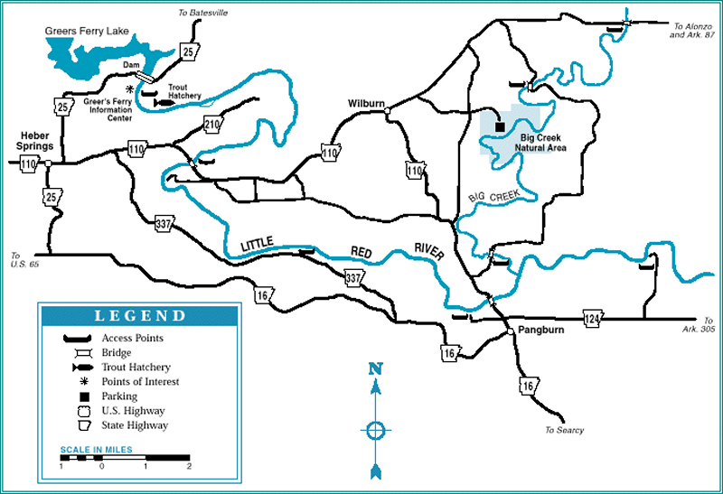 Little Red River map courtesy of Arkansas Department of Parks and Tourism