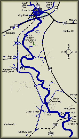 Llano River map courtesy Texas Parks & Wildlife Department