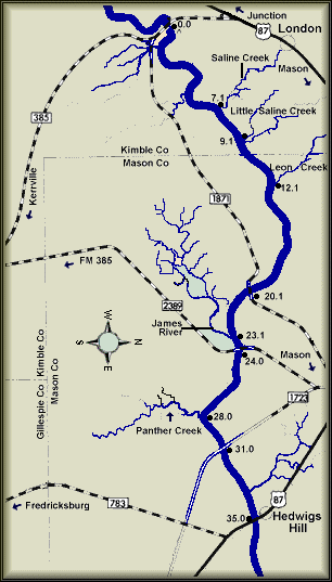 Llano River map courtesy Texas Parks & Wildlife Department