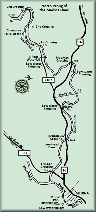Medina River map courtesy Texas Parks & Wildlife Department