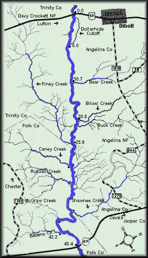 Neches River map courtesy Texas Parks & Wildlife Department