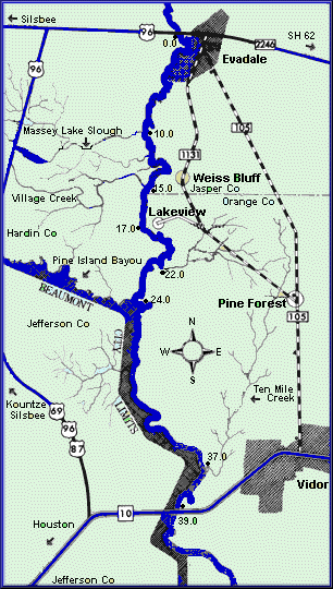 Neches River map