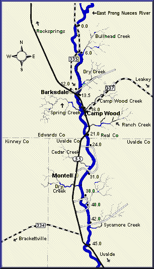 Nueces River map courtesy Texas Parks and Wildlife Department