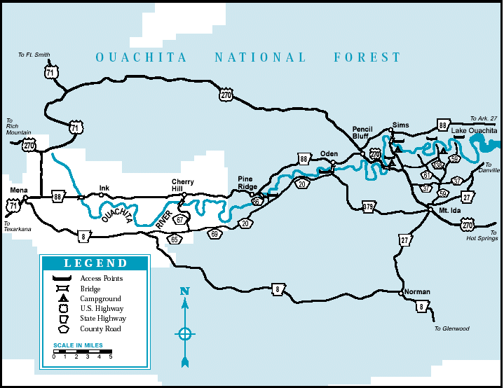 Ouachita River map courtesy of Arkansas Department of Parks and Tourism