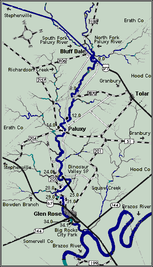 Paluxy River map courtesy Texas Parks & Wildlife Department