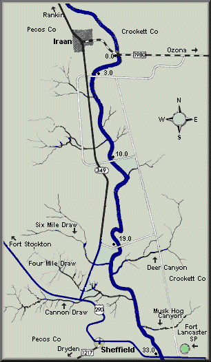 Pecos River map courtesy Texas Parks & Wildlife Department