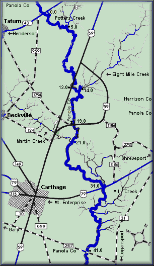 Sabine River map courtesy Texas Parks & Wildlife Department