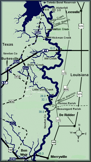 Sabine River map courtesy Texas Parks & Wildlife Department