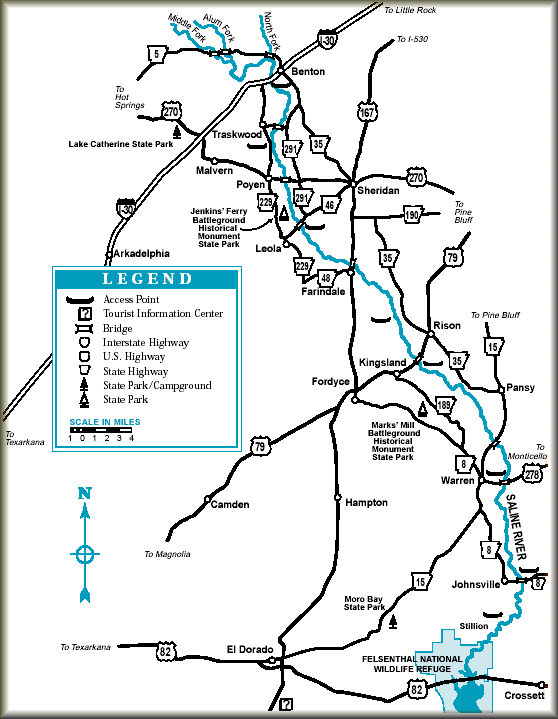 Saline Forks River map courtesy of Arkansas Department of Parks and Tourism