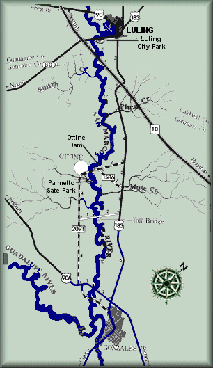 San Marcos River map courtesy Texas Parks & Wildlife Department