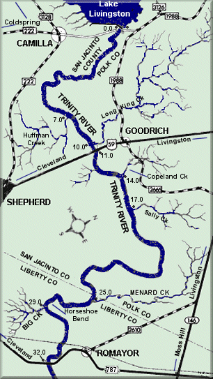 Trinity River map courtesy Texas Parks & Wildlife Department