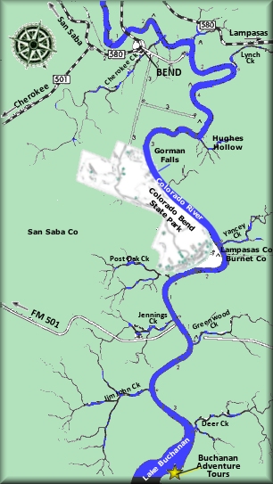 Colorado River map courtesy Texas Parks & Wildlife Department
