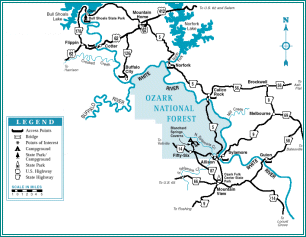 White River map courtesy Arkansas Department of Parks and Tourism and the Arkansas Floaters' Guide
