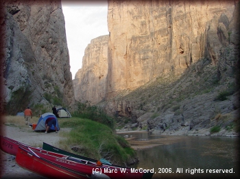 A beautiful Texas side campsite above Tight Squeeze Rapid