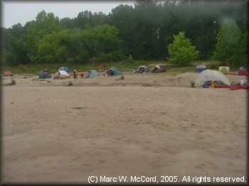 Sandy beach campsite about 17 miles below Toledo Bend Dam