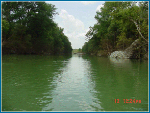 Looking down the beautiful Blanco River in July, 2002
