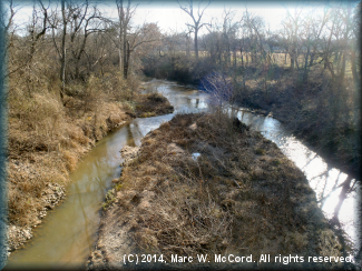 Looking downriver from the E. Cheadle Road Bridge