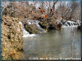 First ledge below SH 7 from WMA access on river right