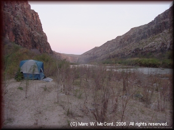 A Mexican side campsite in Colorado Canyon