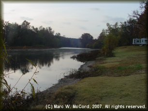 The Elk River looking downriver from the Shady Beach Campground