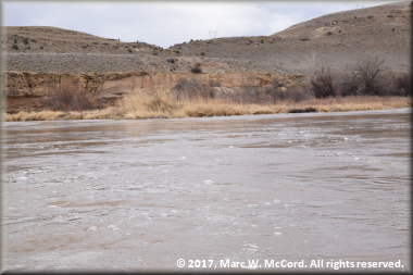 Low hills line adjacent river banks along most of this reach