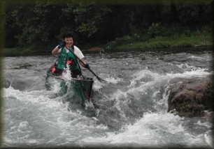 Jill Britt running the falls below Blair Bridge, 2005