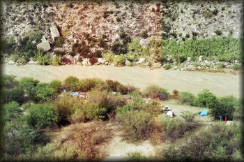 Looking down on our Hot Springs campsite from the mountains to the south